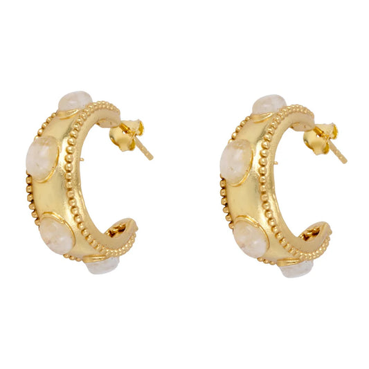 Napoli Gold and Moonstone Hoop Earrings