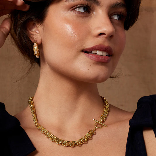 Napoli Gold and Moonstone Hoop Earrings