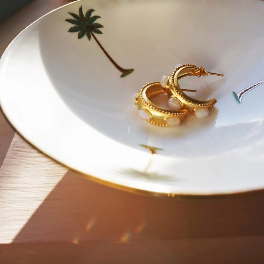Napoli Gold and Moonstone Hoop Earrings